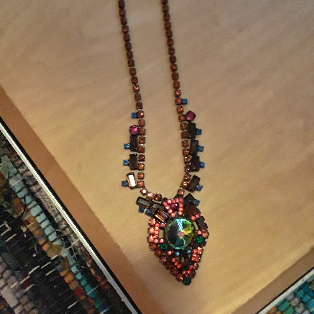 Neon art deco necklace